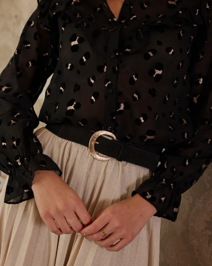 Polin Et Moi Print Chante Blouse Black Women Blouses And Shirts