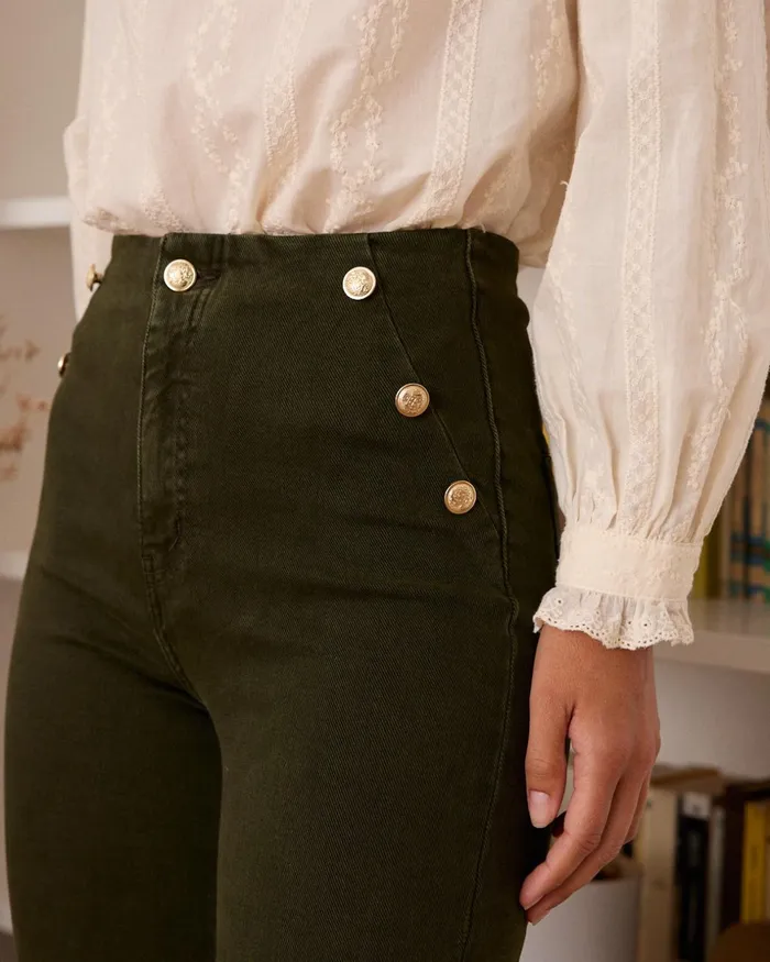 Polin Et Moi Sara Denim Pants Kaki Women Trousers