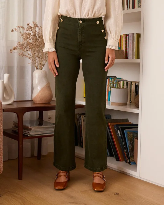 Polin Et Moi Sara Denim Pants Kaki Women Trousers
