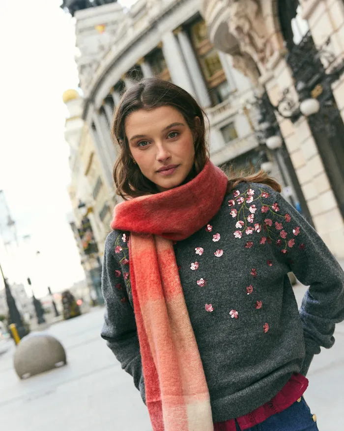 Polin Et Moi Sweater Cerena Sequins Grey Women Cardigans And Sweaters