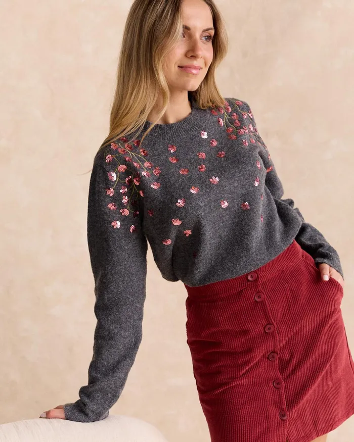 Polin Et Moi Sweater Cerena Sequins Grey Women Cardigans And Sweaters Polin Et Moi Sweater Cerena Sequins Grey Women Cardigans And Sweaters