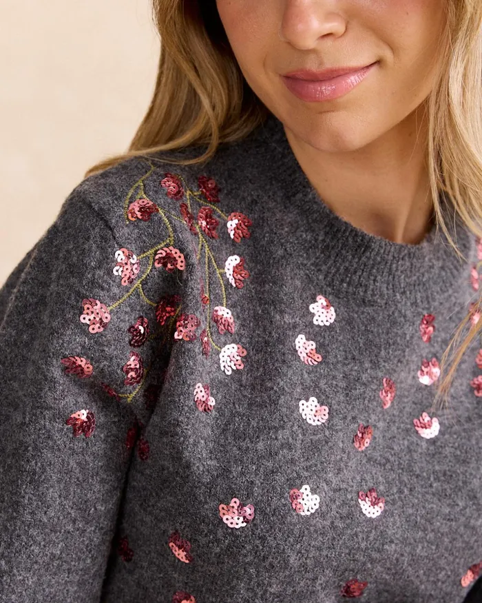 Polin Et Moi Sweater Cerena Sequins Grey Women Cardigans And Sweaters Polin Et Moi Sweater Cerena Sequins Grey Women Cardigans And Sweaters