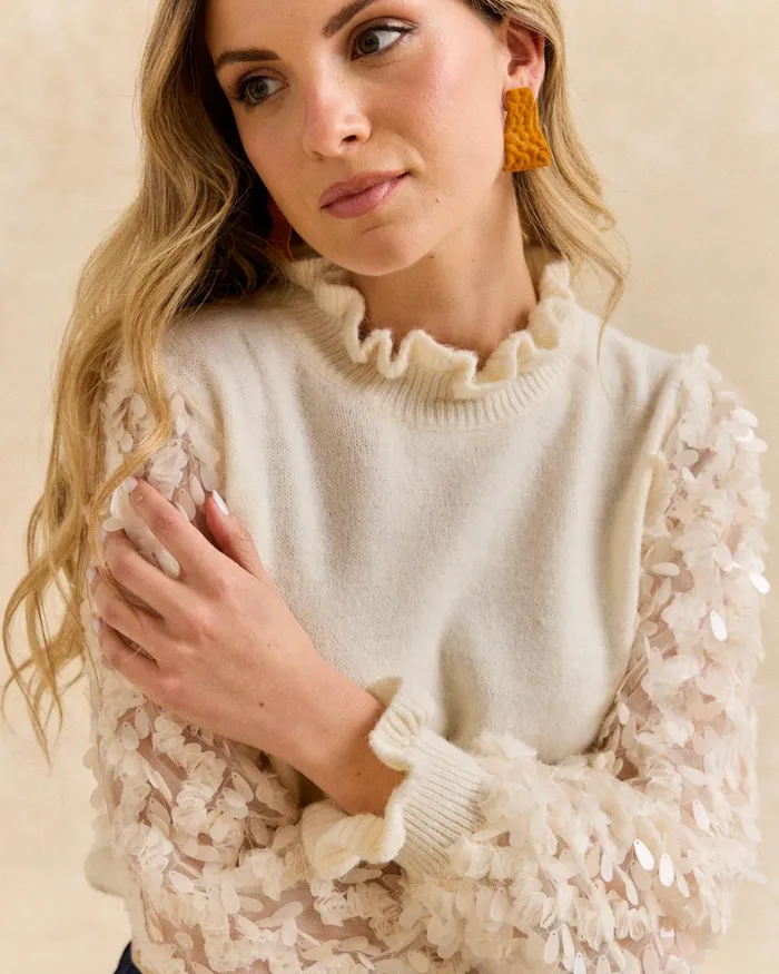 Polin Et Moi Sweater Florina Sequins Raw Women Cardigans And Sweaters