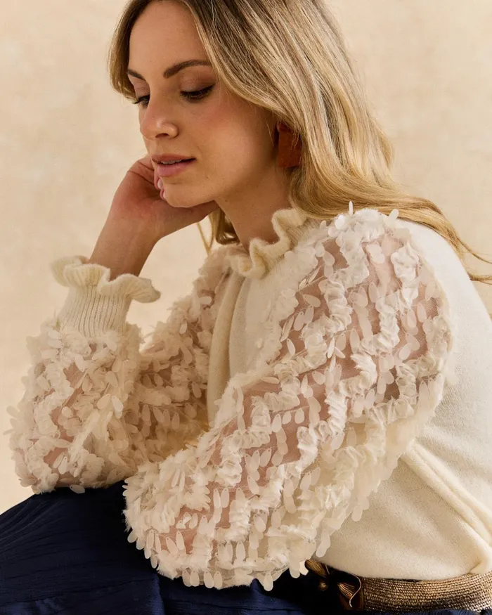 Polin Et Moi Sweater Florina Sequins Raw Women Cardigans And Sweaters Polin Et Moi Sweater Florina Sequins Raw Women Cardigans And Sweaters