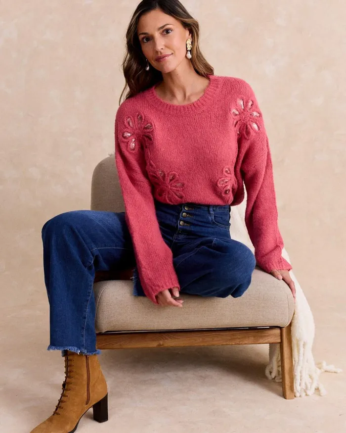 Polin Et Moi Sweater Knitted Calista Raspberry Women Knitted Polin Et Moi Sweater Knitted Calista Raspberry Women Knitted