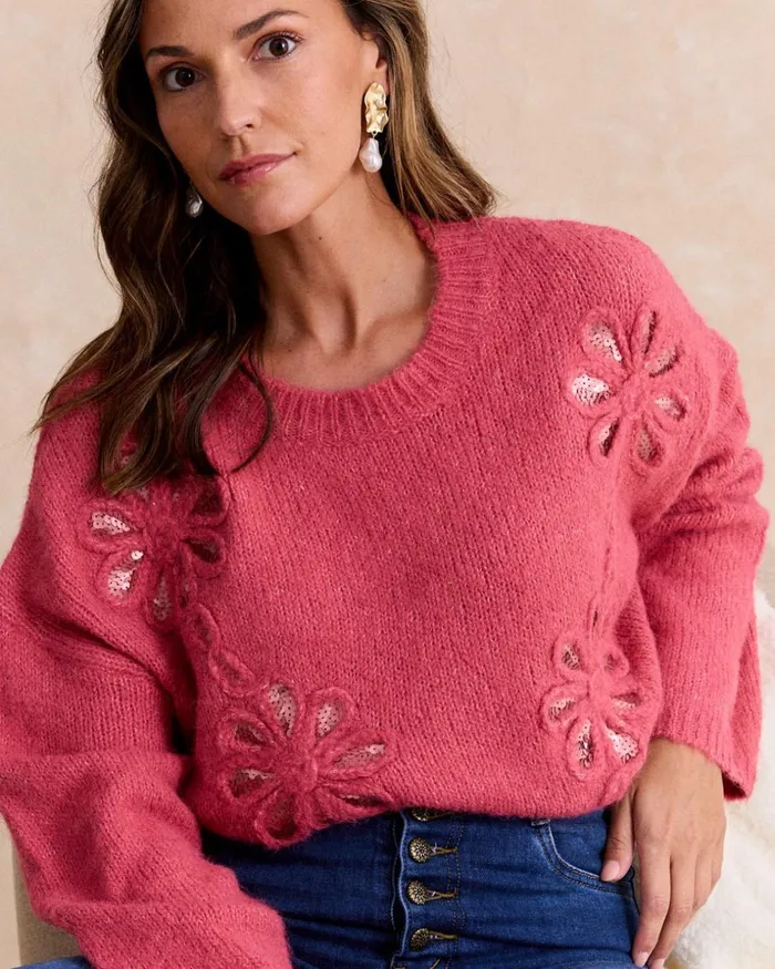 Polin Et Moi Sweater Knitted Calista Raspberry Women Knitted Polin Et Moi Sweater Knitted Calista Raspberry Women Knitted
