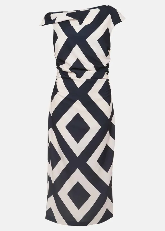 Posy Geo Fitted Dress Powder Pinknavy Women Phase Eight Dresses