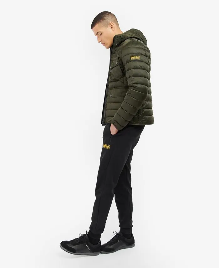 Racer Ouston Hooded Quilted Jacket Sage Men Barbour Quilted Jackets