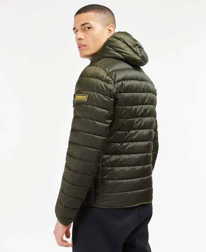 Racer Ouston Hooded Quilted Jacket Sage Men Barbour Quilted Jackets