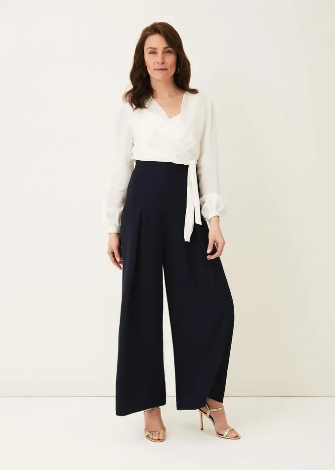 Rachael Wide Leg Jumpsuit Ivorynavy Women Phase Eight Jumpsuits