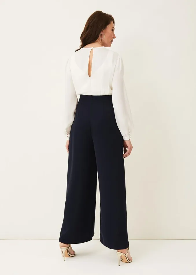 Rachael Wide Leg Jumpsuit Ivorynavy Women Phase Eight Jumpsuits