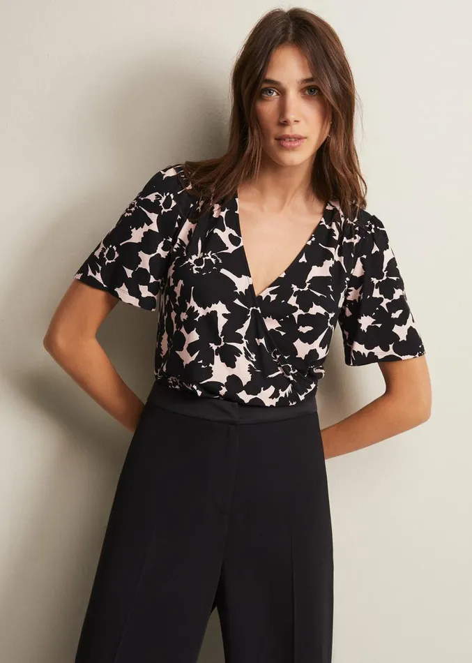 Raelora Floral Wrap Top Multicoloured Women Phase Eight Tops and TShirts