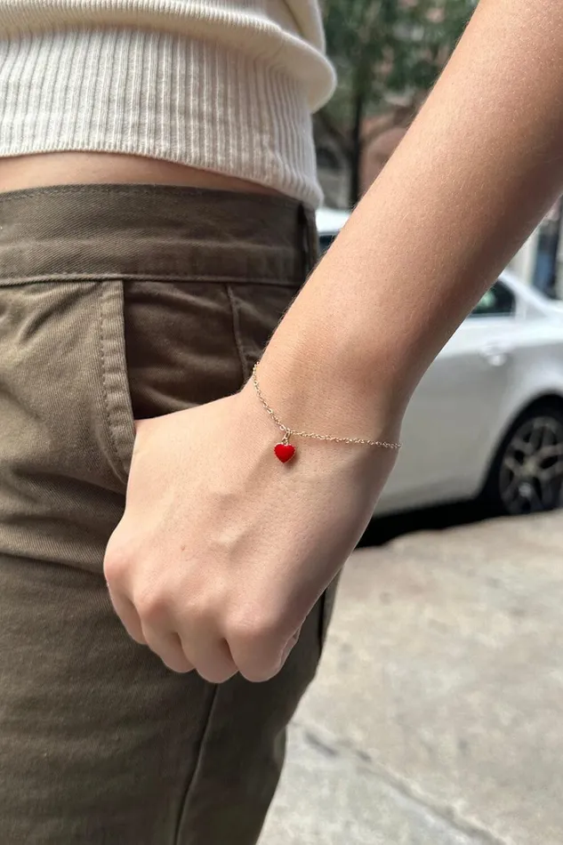 Red Heart Bracelet Gold Women Brandy Melville Jewelry