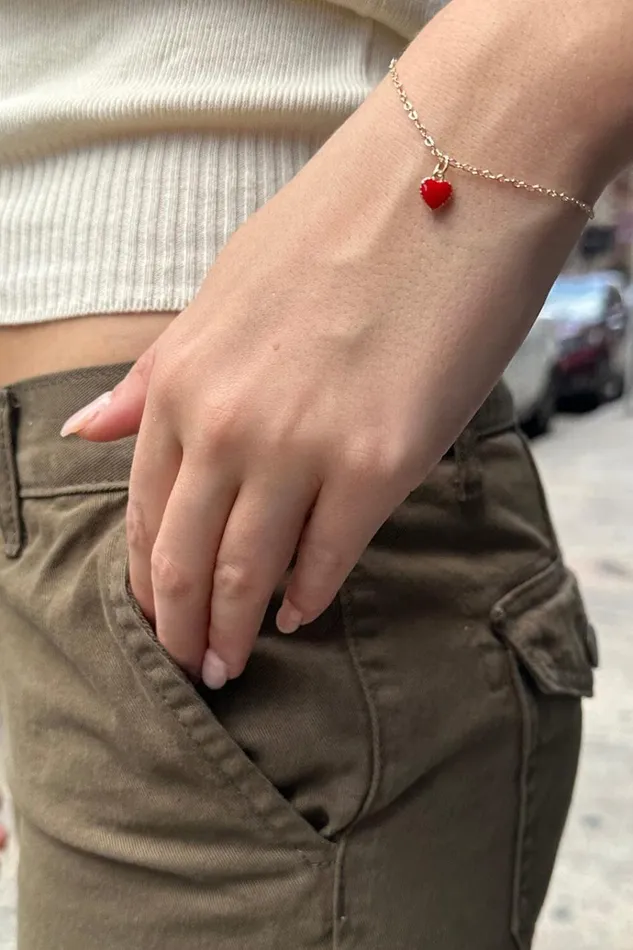 Red Heart Bracelet Gold Women Brandy Melville Jewelry