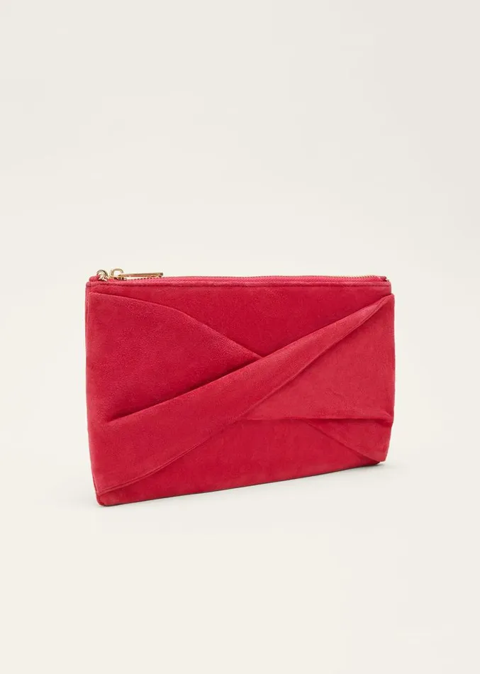 Red Suede Clutch Bag Lipstick Women Phase Eight Bags and Clutches