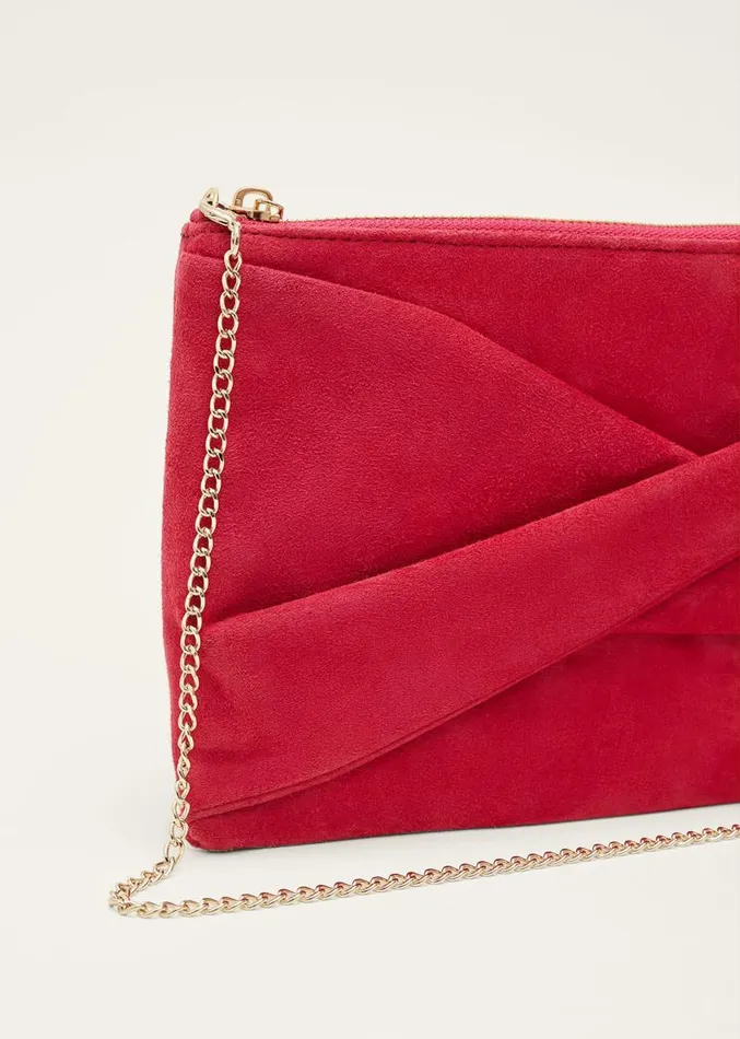 Red Suede Clutch Bag Lipstick Women Phase Eight Bags and Clutches