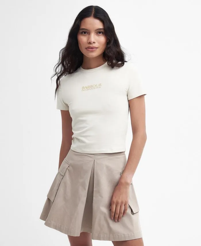 Reign Cropped TShirt Green Smoke Women Barbour TShirts