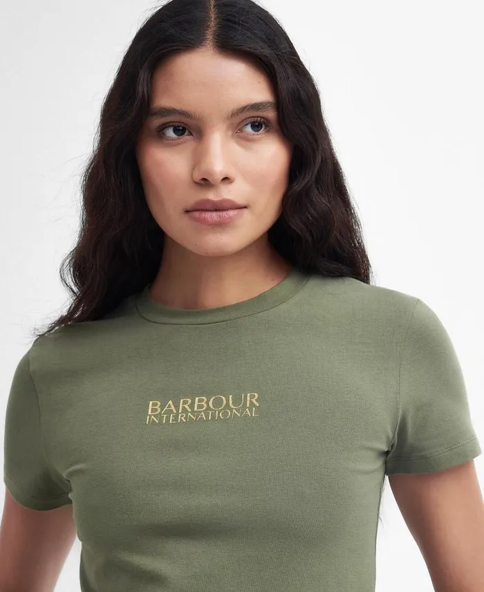 Reign Cropped TShirt Green Smoke Women Barbour TShirts