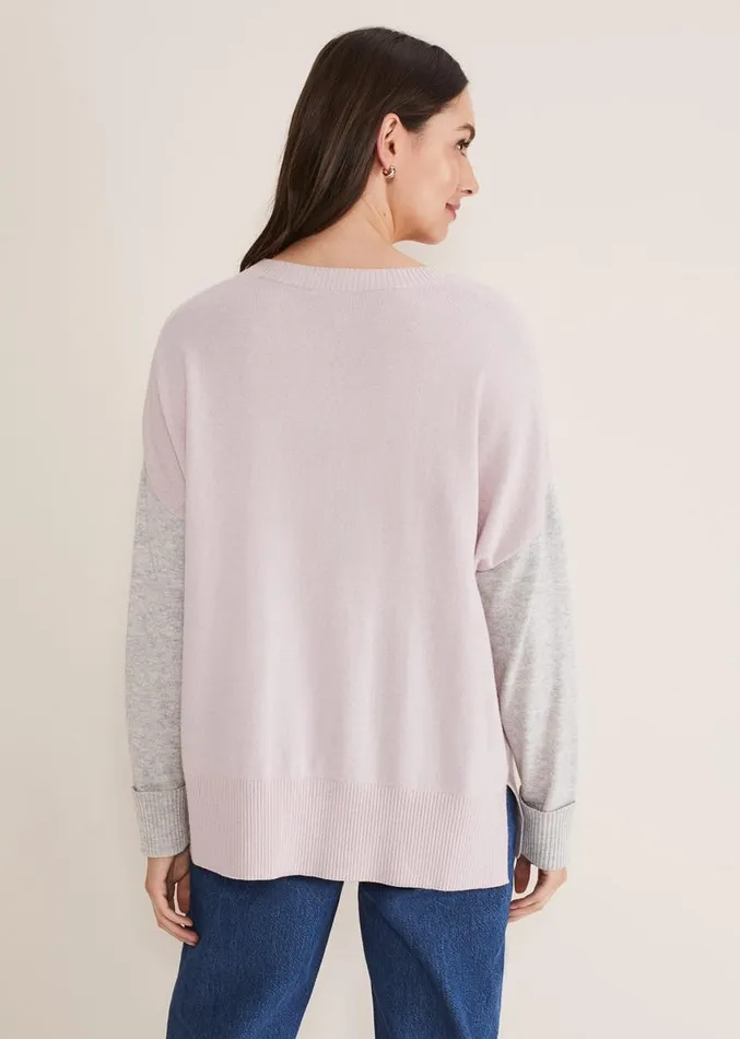 Rema Wool Cashmere Colourblock Jumper Greypink Women Phase Eight Knitwear
