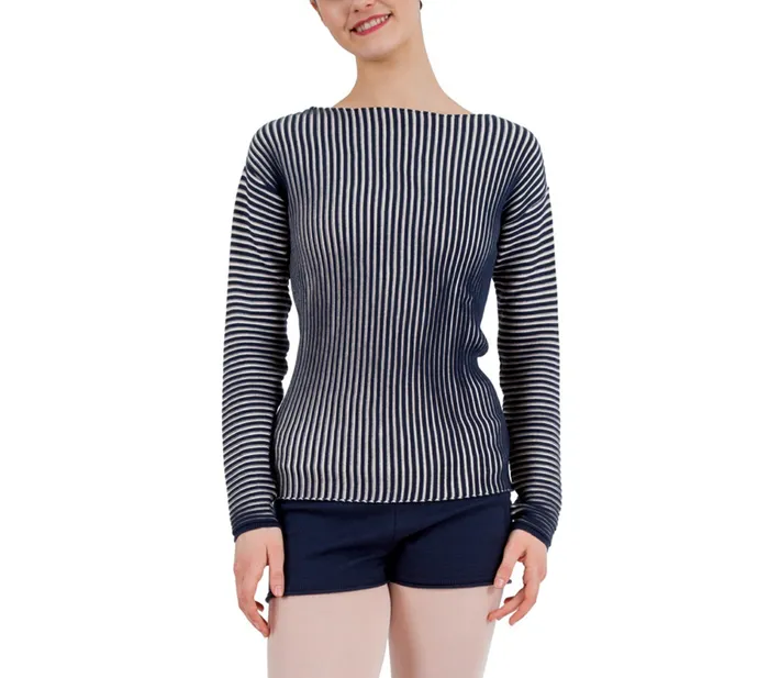 Repetto Womens WarmUp Bicolor RibKnit Jumper Blue And Ptale Pink