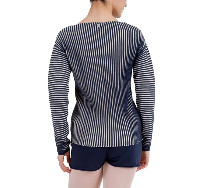 Repetto Womens WarmUp Bicolor RibKnit Jumper Blue And Ptale Pink