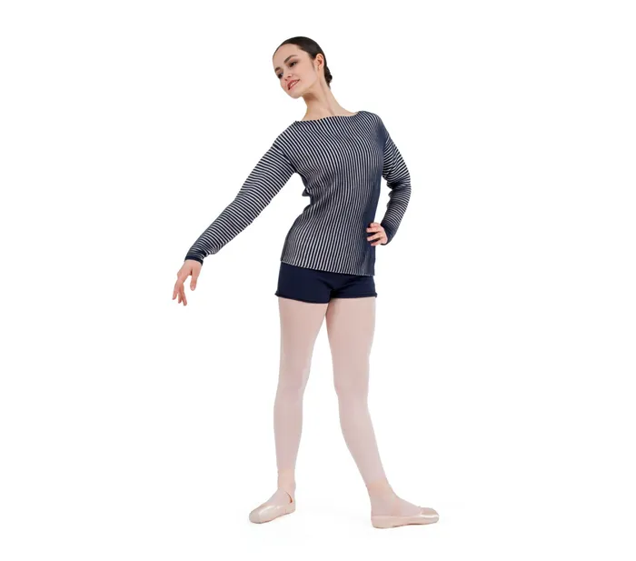 Repetto Womens WarmUp Bicolor RibKnit Jumper Blue And Ptale Pink