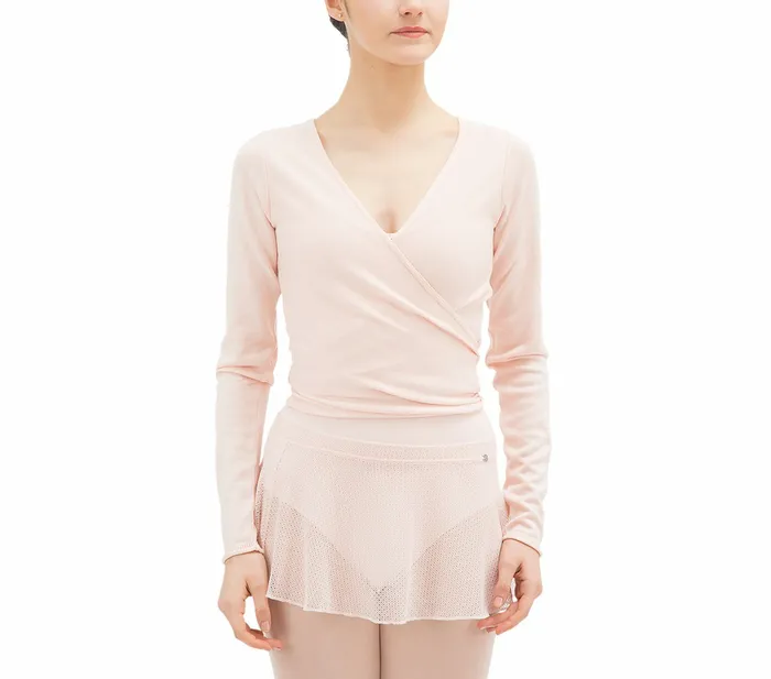 Repetto Womens WarmUp Long Sleeved WrapOver Petal Pink
