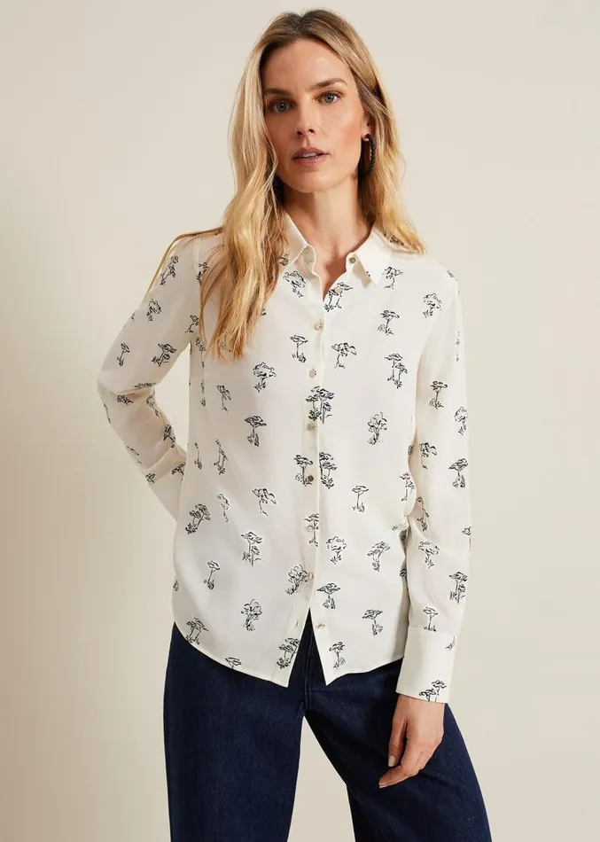 Riley Printed Shirt Ivory Women Phase Eight Shirts and Blouses