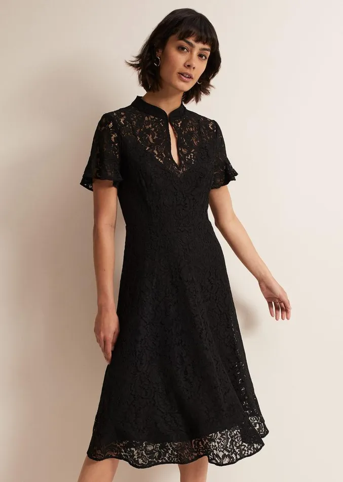 Rimsha Black Lace Midi Dress Black Women Phase Eight Dresses