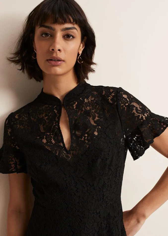 Rimsha Black Lace Midi Dress Black Women Phase Eight Dresses