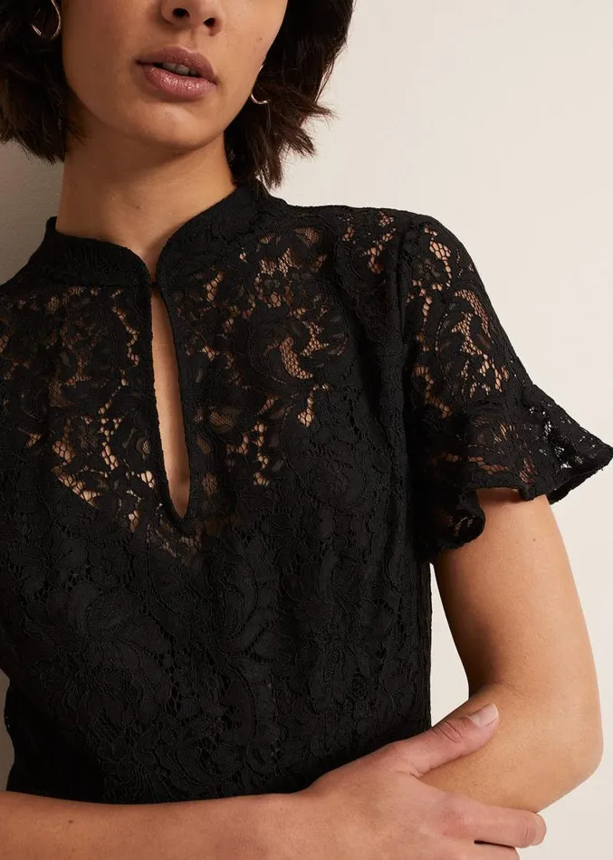 Rimsha Black Lace Midi Dress Black Women Phase Eight Dresses