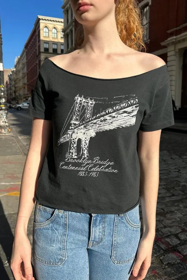 Robyn Brooklyn Bridge Top Faded Noir Women Brandy Melville Tops
