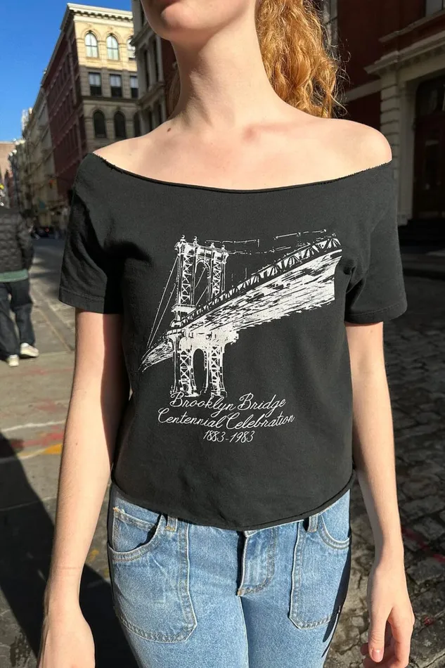 Robyn Brooklyn Bridge Top Faded Noir Women Brandy Melville Tops