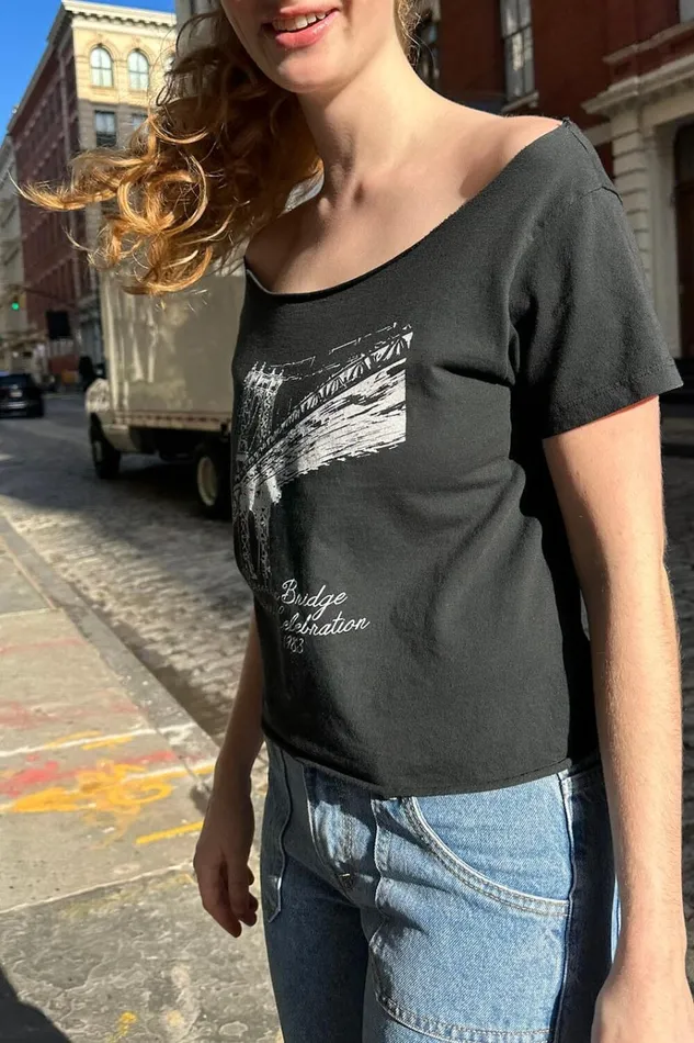 Robyn Brooklyn Bridge Top Faded Noir Women Brandy Melville Tops