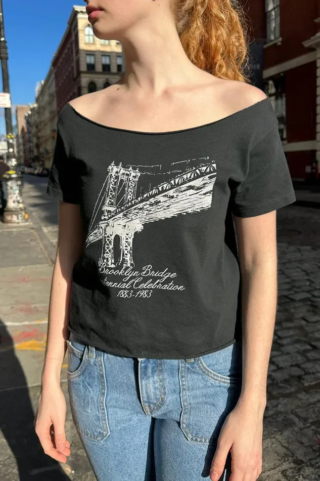 Robyn Brooklyn Bridge Top Faded Noir Women Brandy Melville Tops