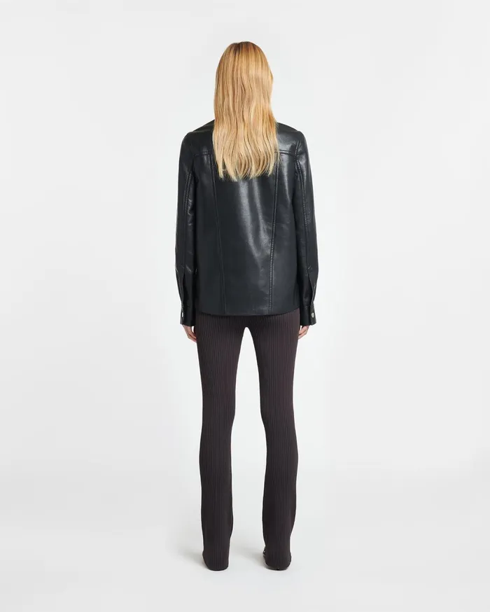 Rocio Regenerated Leather Overshirt Black Women Nanushka Jackets and Blazers
