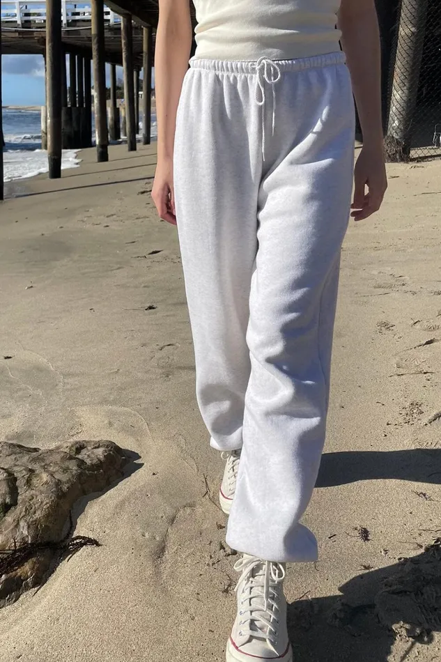 Rosa Tie Sweatpants Heather White Women Brandy Melville Sweatpants and Sweatshirts