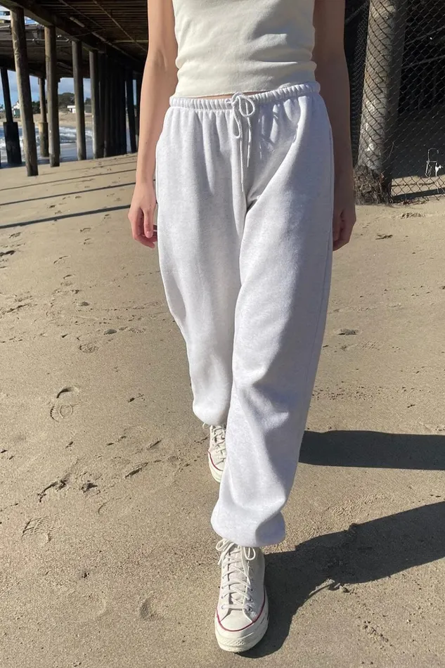 Rosa Tie Sweatpants Heather White Women Brandy Melville Sweatpants and Sweatshirts