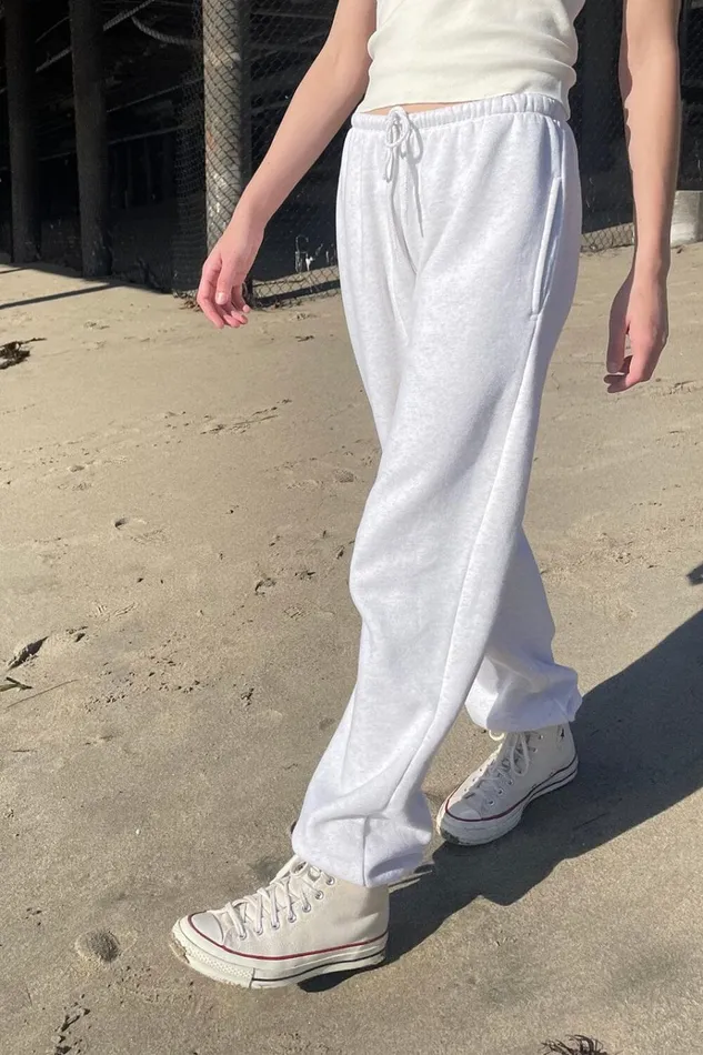 Rosa Tie Sweatpants Heather White Women Brandy Melville Sweatpants and Sweatshirts
