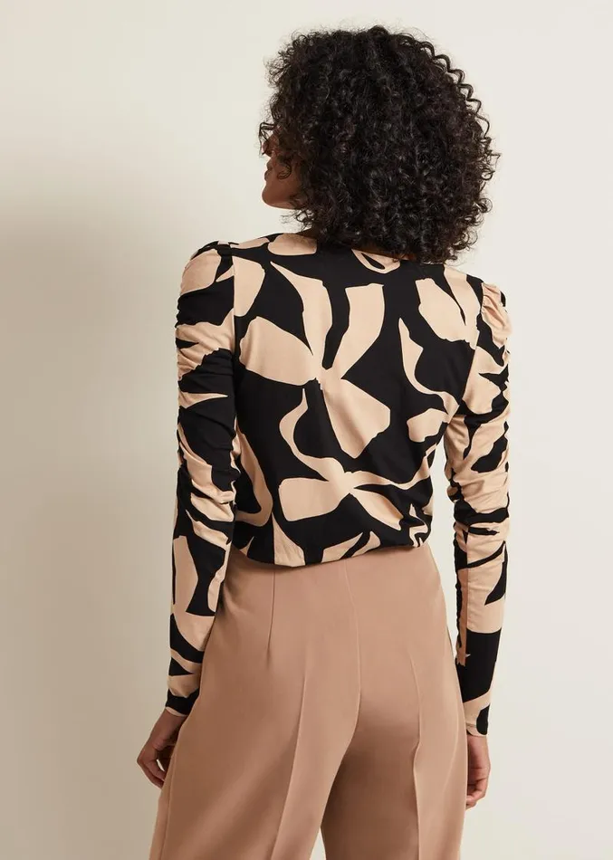 Rosalita Bow Print Top Neutral Women Phase Eight Tops and TShirts
