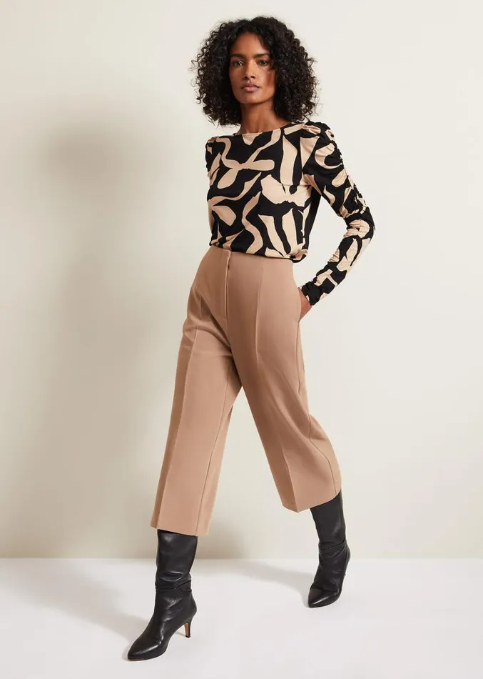 Rosalita Bow Print Top Neutral Women Phase Eight Tops and TShirts