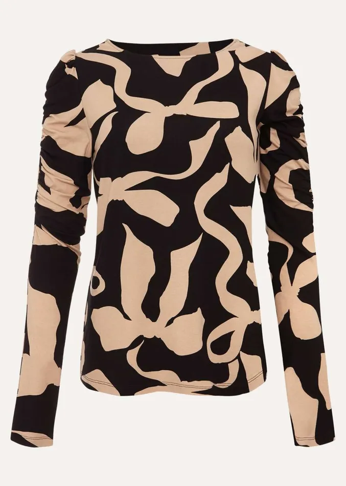 Rosalita Bow Print Top Neutral Women Phase Eight Tops and TShirts