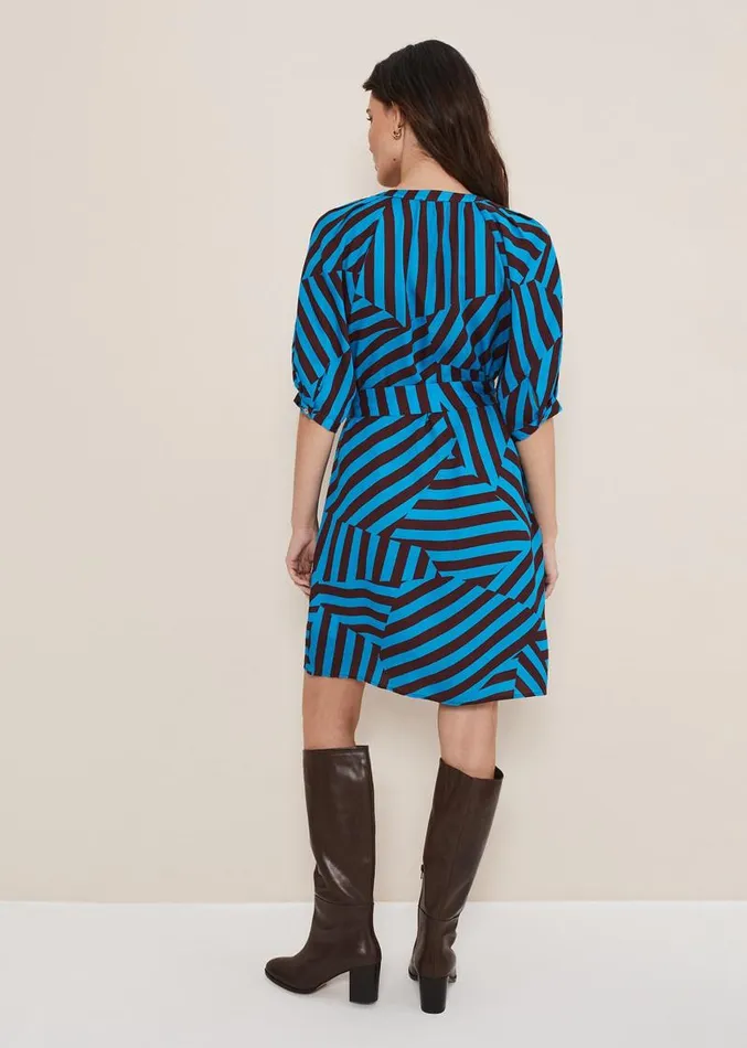 Rosella Striped Mini Dress Bluechocolate Women Phase Eight Dresses