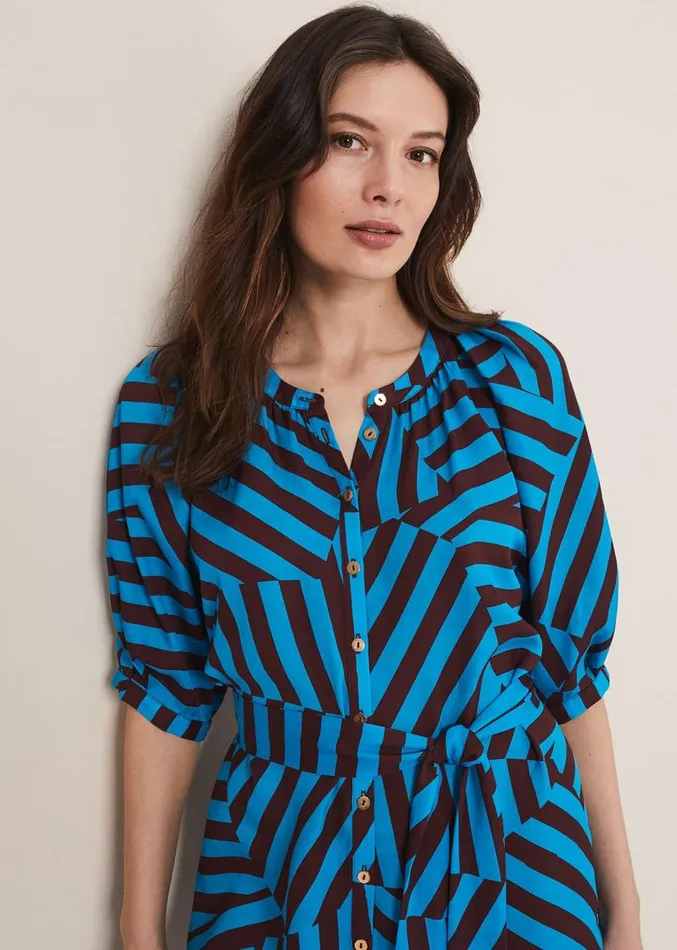 Rosella Striped Mini Dress Bluechocolate Women Phase Eight Dresses