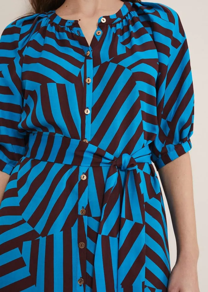 Rosella Striped Mini Dress Bluechocolate Women Phase Eight Dresses