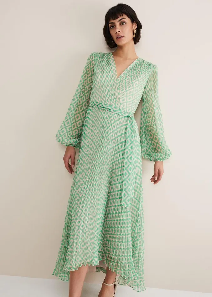 Roxanna Pleated Diamond Maxi Dress Powder Pinkgreen Women Phase Eight Dresses