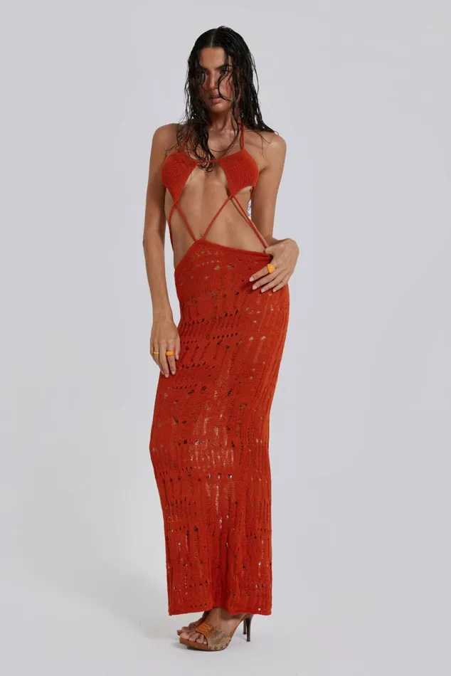 Rumba Maxi Dress Orange Women Jaded London Beach Cover Ups