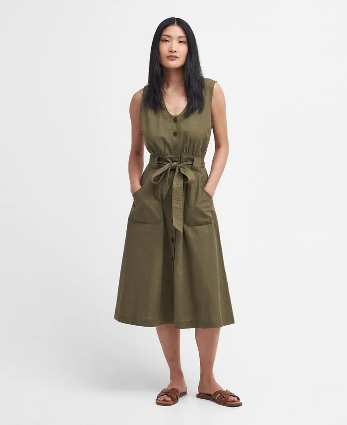 Rutherglen Sleeveless Midi Dress Classic Navy Women Barbour Dresses and Skirts