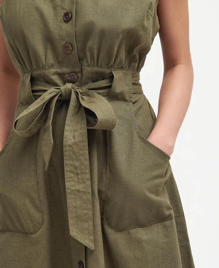 Rutherglen Sleeveless Midi Dress Classic Navy Women Barbour Dresses and Skirts