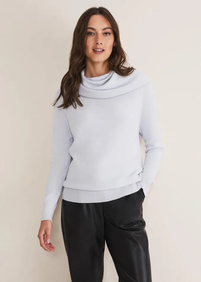 Rylee Roll Neck Knit Ice Blue Women Phase Eight Knitwear